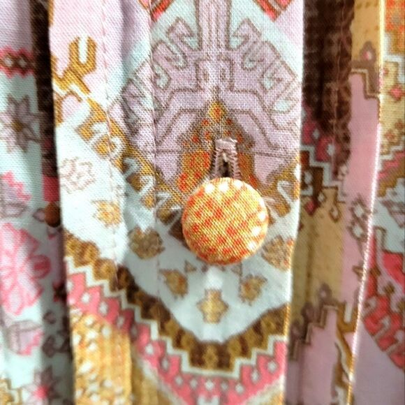 EC J.JILL PATCHWORK STYLE PLEATED BUTTON UP BLOUSE SZ.S - Picture 5 of 7